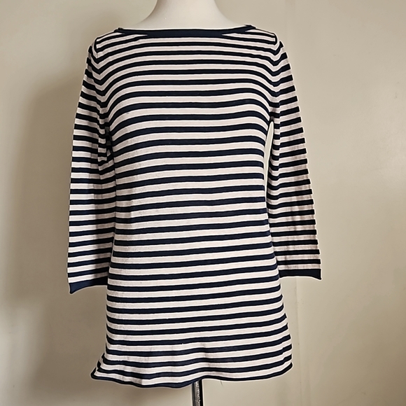 Tory Burch Tops - Tory Burch striped top tee three-quarter sleeve size medium